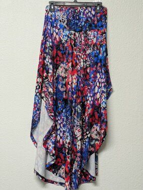 LOVEU.DEAR Bohemian Abstract Print Harem-Palazzo Wide Leg Asymmetric Hem Pants M